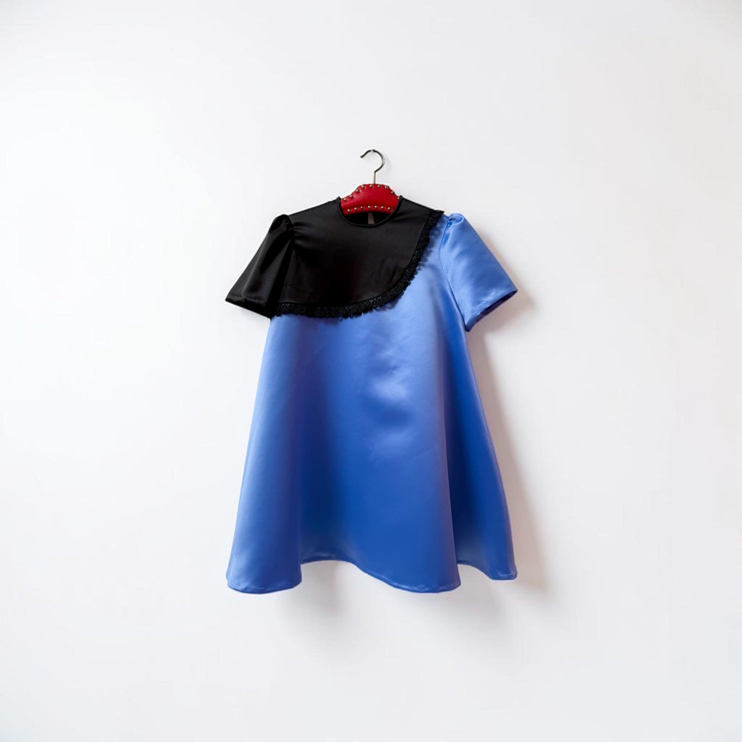 Jerry Duchess Datin Dress - Cornflower/Black