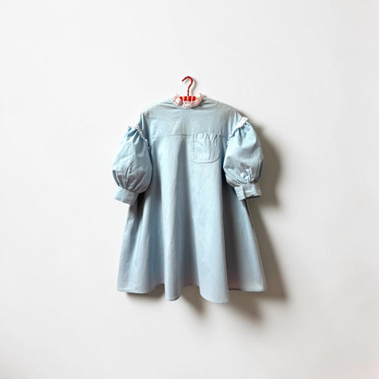 Babs Cotton/Linen Dress - Baby Blue