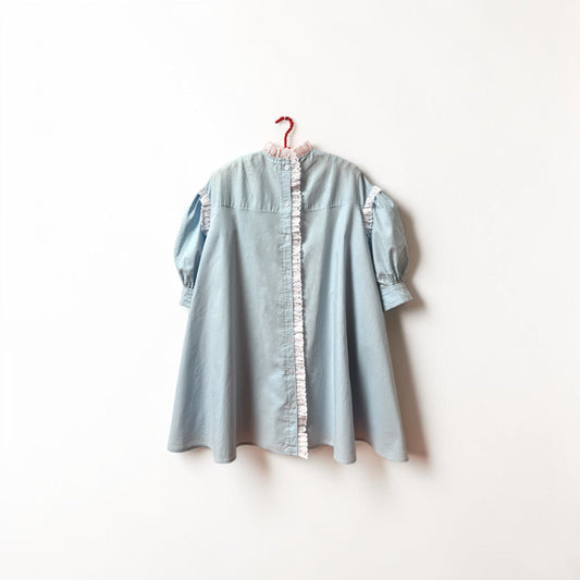 Babs Cotton/Linen Dress - Baby Blue