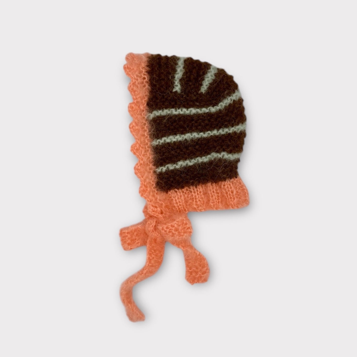 The Bubbles Picot Bonnet- Brown/Mint/Peach