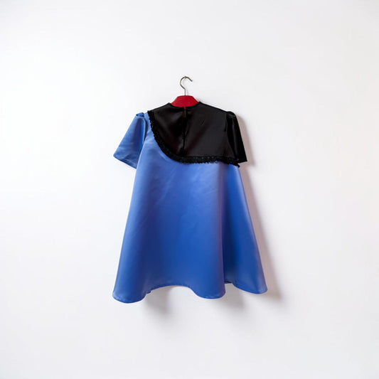 Jerry Duchess Datin Dress - Cornflower/Black