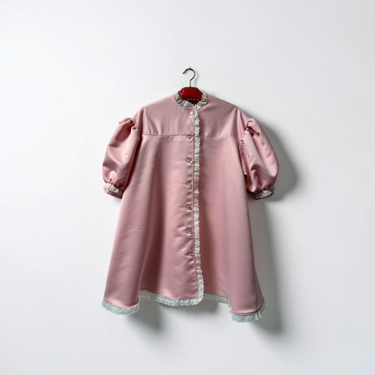Agatha Duchess Satin Dress - Peach/Pink